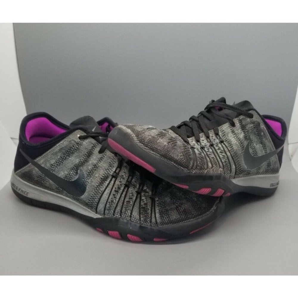 Nike Womens Free Run TR 6 849805-002 Black Running Shoes Lace Up Size 6.5